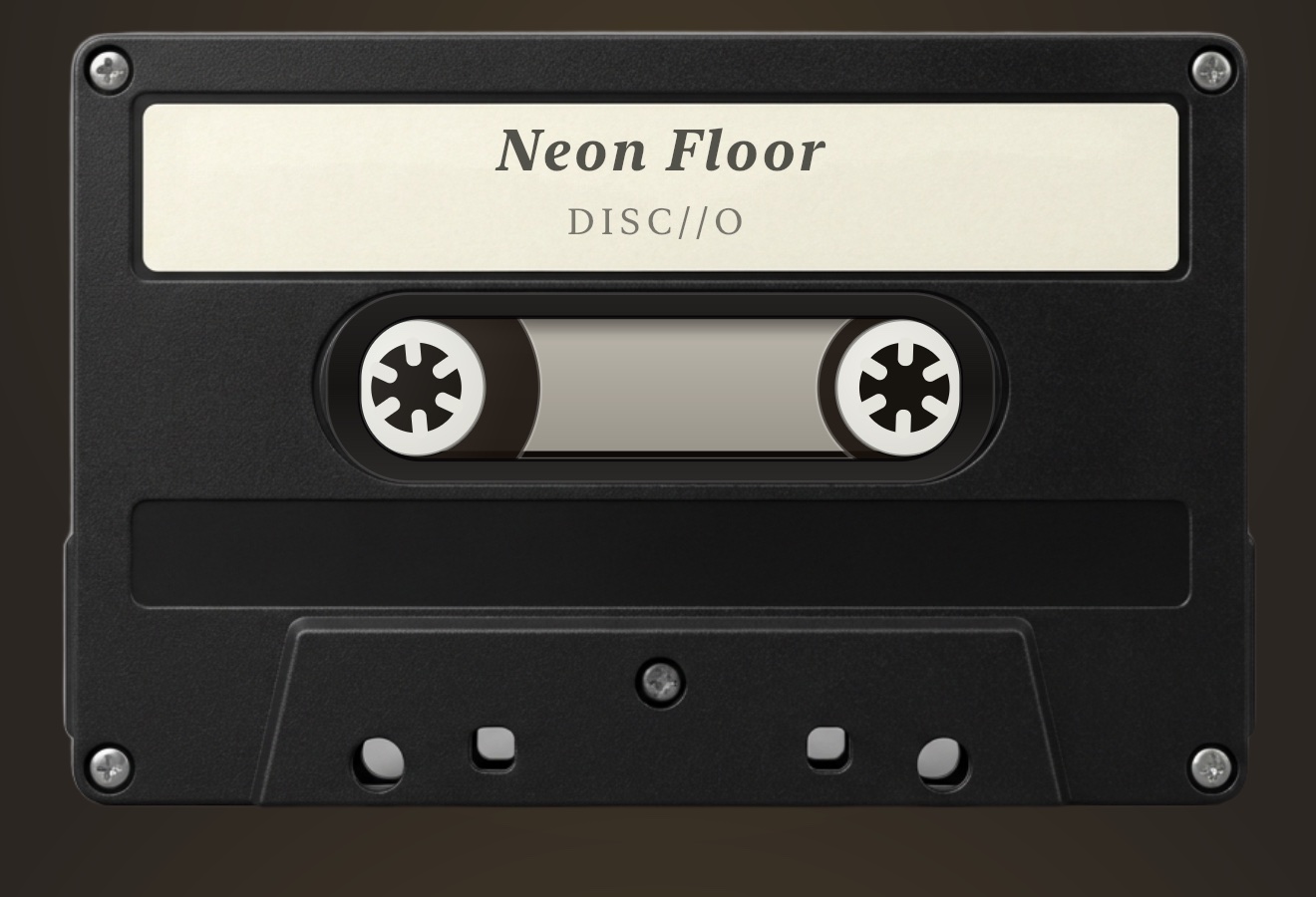 The stock black cassette, free, with the track name and artist printed on the label
