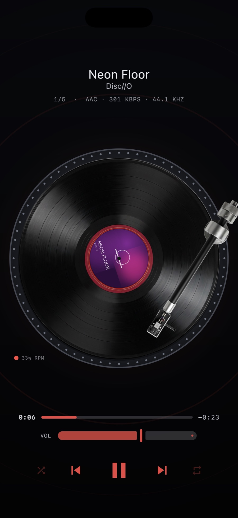 MP95 turntable with the PULSE visualizer behind it