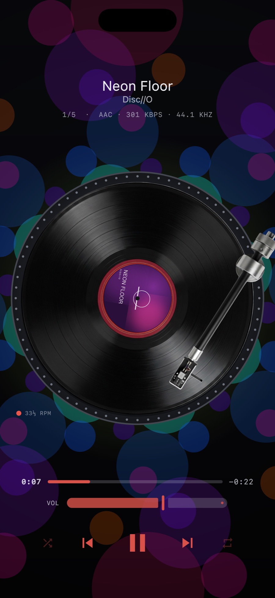 MP95 turntable with the RGB visualizer behind it
