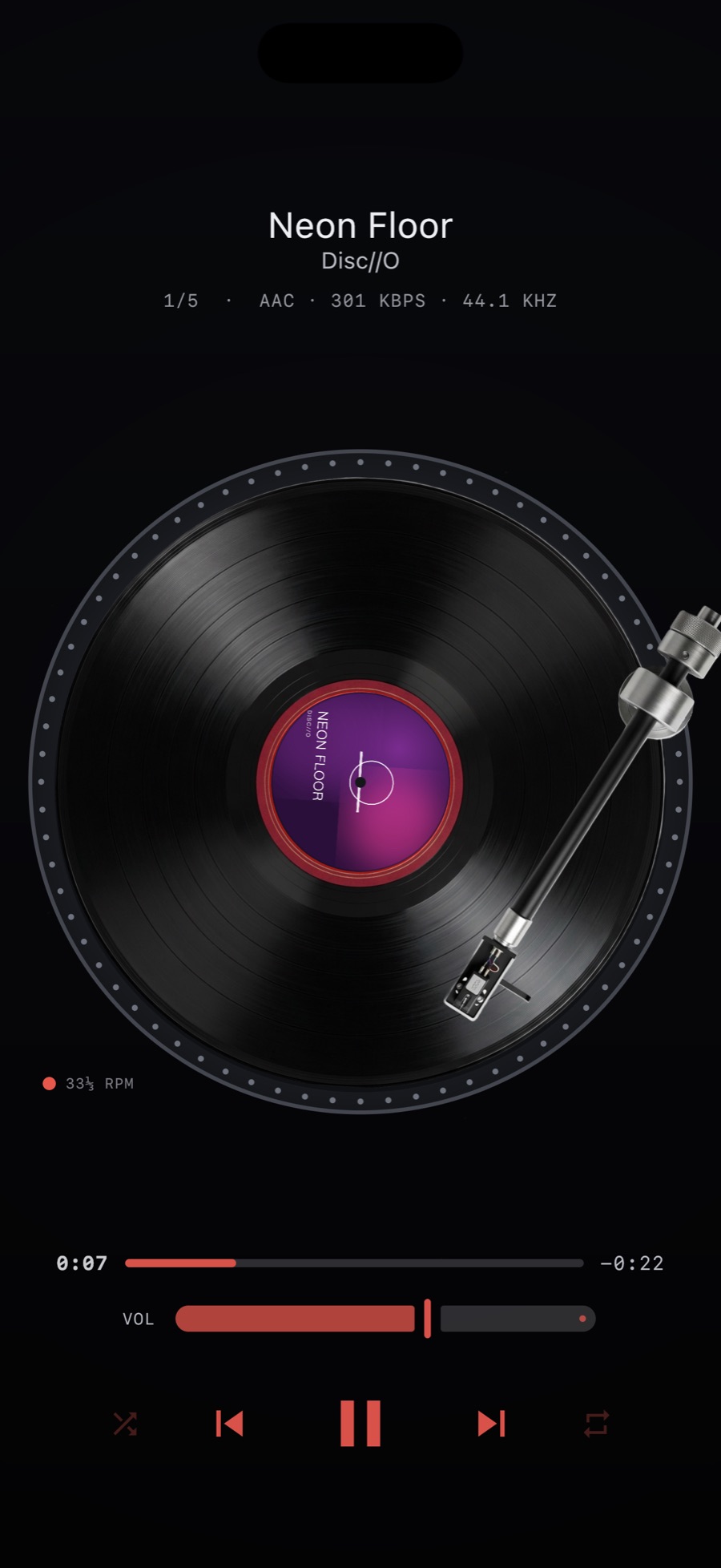 MP95 turntable with the STREAM visualizer behind it